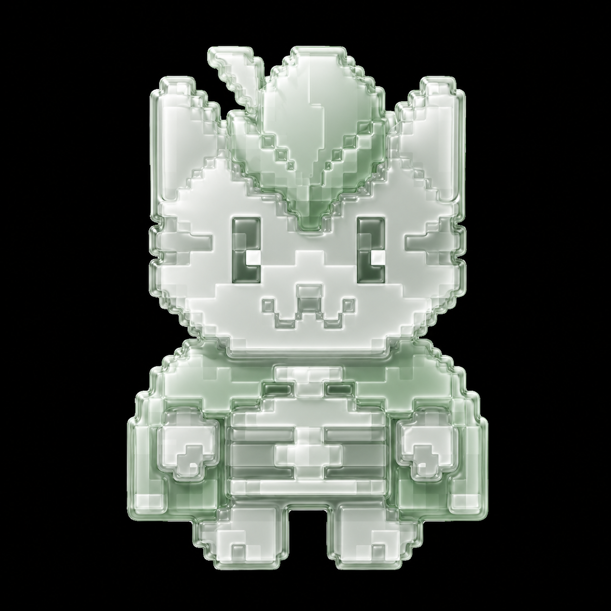 Pons Cat, a translucent jade pixel cat